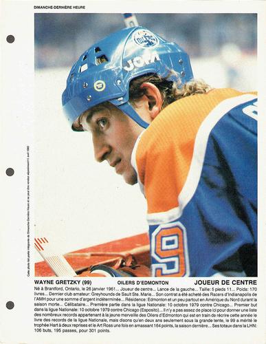 1981-82 Dimanche/Derniere Heure Photos #NNO Wayne Gretzky Front