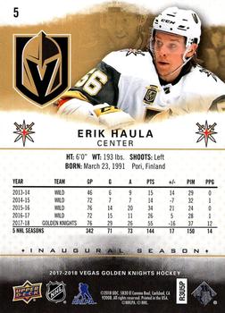2017-18 Upper Deck Vegas Golden Knights Inaugural Season #5 Erik Haula Back