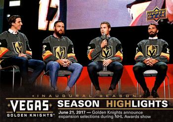 2017-18 Upper Deck Vegas Golden Knights Inaugural Season #36 Vegas Golden Knights Front