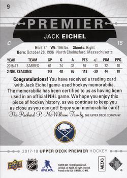2017-18 Upper Deck Premier - Base Relics - Jerseys #9 Jack Eichel Back