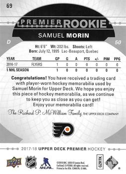 2017-18 Upper Deck Premier - Base Relics - Jerseys #69 Samuel Morin Back