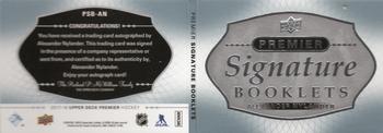2017-18 Upper Deck Premier - Premier Signature Booklet Autographs #PSB-AN Alexander Nylander Back