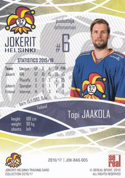 2016-17 Sereal Jokerit Helsinki #JOK-BAS-005 Topi Jaakola Back