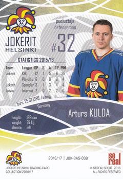 2016-17 Sereal Jokerit Helsinki #JOK-BAS-008 Arturs Kulda Back