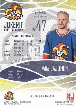2016-17 Sereal Jokerit Helsinki #JOK-BAS-010 Ville Lajunen Back