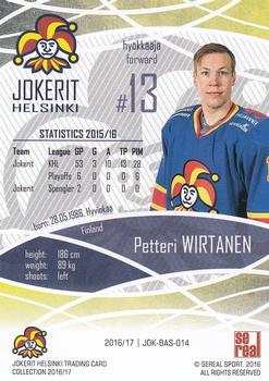 2016-17 Sereal Jokerit Helsinki #JOK-BAS-014 Petteri Wirtanen Back