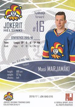 2016-17 Sereal Jokerit Helsinki #JOK-BAS-016 Masi Marjamäki Back