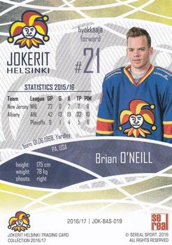 2016-17 Sereal Jokerit Helsinki #JOK-BAS-019 Brian O'Neill Back