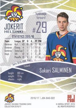2016-17 Sereal Jokerit Helsinki #JOK-BAS-022 Sakari Salminen Back