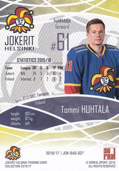 2016-17 Sereal Jokerit Helsinki #JOK-BAS-027 Tommi Huhtala Back