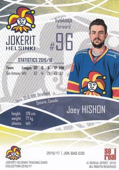 2016-17 Sereal Jokerit Helsinki #JOK-BAS-030 Joey Hishon Back