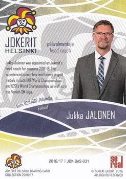 2016-17 Sereal Jokerit Helsinki #JOK-BAS-031 Jukka Jalonen Back