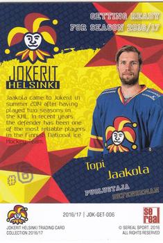 2016-17 Sereal Jokerit Helsinki - Getting Ready for Season #JOK-GET-006 Topi Jaakola Back