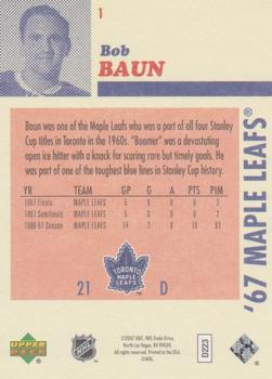 2007 Upper Deck 1967 Toronto Maple Leafs #1 Bob Baun Back