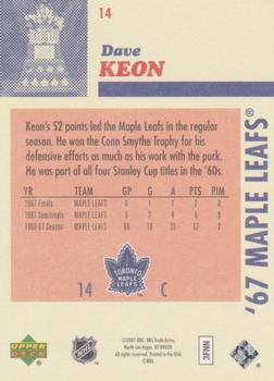 2007 Upper Deck 1967 Toronto Maple Leafs #14 Dave Keon Back