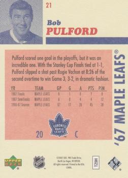 2007 Upper Deck 1967 Toronto Maple Leafs #21 Bob Pulford Back