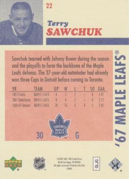 2007 Upper Deck 1967 Toronto Maple Leafs #22 Terry Sawchuk Back