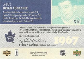 2007 Upper Deck 1967 Toronto Maple Leafs - Autographs #A-BC1 Brian Conacher Back