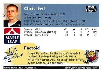 1998-99 Coca-Cola Barrie Colts (OHL) #NNO Chris Feil Back