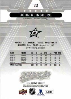 2018-19 Upper Deck MVP - Silver Script #33 John Klingberg Back