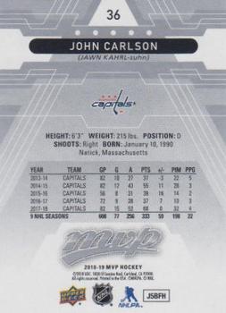 2018-19 Upper Deck MVP - Silver Script #36 John Carlson Back