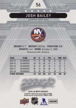2018-19 Upper Deck MVP - Silver Script #56 Josh Bailey Back