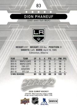 2018-19 Upper Deck MVP - Silver Script #83 Dion Phaneuf Back
