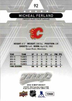 2018-19 Upper Deck MVP - Silver Script #92 Micheal Ferland Back