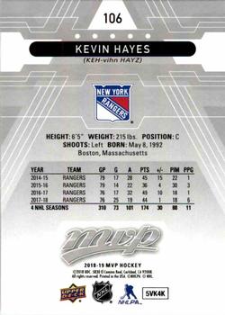 2018-19 Upper Deck MVP - Silver Script #106 Kevin Hayes Back