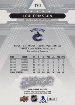 2018-19 Upper Deck MVP - Silver Script #170 Loui Eriksson Back