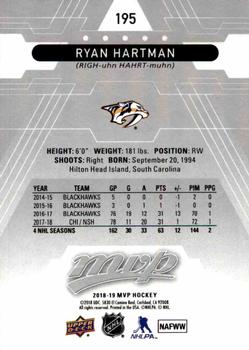 2018-19 Upper Deck MVP - Silver Script #195 Ryan Hartman Back