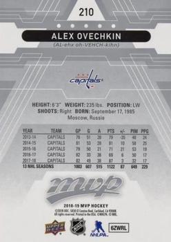 2018-19 Upper Deck MVP - Silver Script #210 Alex Ovechkin Back