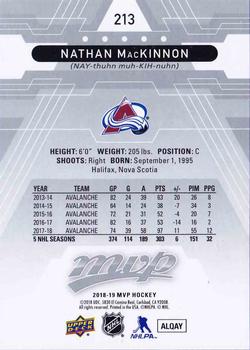 2018-19 Upper Deck MVP - Silver Script #213 Nathan MacKinnon Back