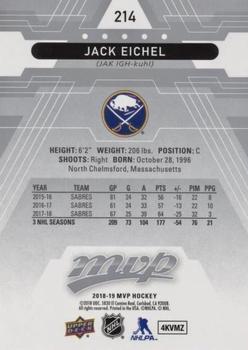 2018-19 Upper Deck MVP - Silver Script #214 Jack Eichel Back