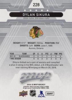2018-19 Upper Deck MVP - Silver Script #228 Dylan Sikura Back