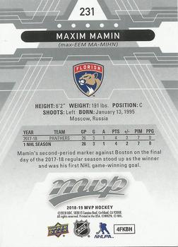 2018-19 Upper Deck MVP - Silver Script #231 Maxim Mamin Back
