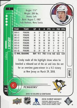 2018-19 Upper Deck MVP - 20th Anniversary Colors & Contours #1 Sidney Crosby Back