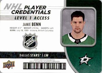 2018-19 Upper Deck MVP - NHL Player Credentials Level 1 Access #NHL-JB Jamie Benn Front