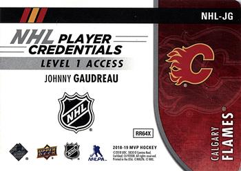2018-19 Upper Deck MVP - NHL Player Credentials Level 1 Access #NHL-JG Johnny Gaudreau Back