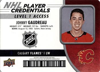 2018-19 Upper Deck MVP - NHL Player Credentials Level 1 Access #NHL-JG Johnny Gaudreau Front