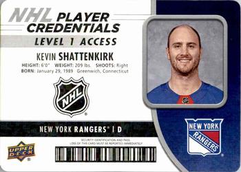 2018-19 Upper Deck MVP - NHL Player Credentials Level 1 Access #NHL-KS Kevin Shattenkirk Front