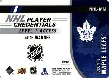 2018-19 Upper Deck MVP - NHL Player Credentials Level 1 Access #NHL-MM Mitch Marner Back