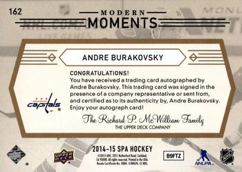 2014-15 SP Authentic - Limited Autographs #162 Andre Burakovsky Back