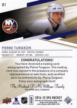 2014-15 SP Authentic - Limited Autographs #81 Pierre Turgeon Back