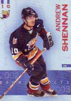 2002-03 Colts & Cops Barrie Colts (OHL) #NNO Andrew Shennan Front