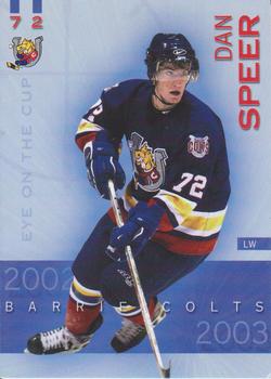 2002-03 Colts & Cops Barrie Colts (OHL) #NNO Dan Speer Front
