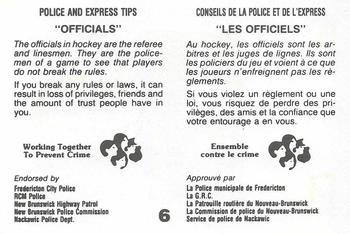 1984-85 Fredericton Express (AHL) Police #6 Gord Donnelly Back