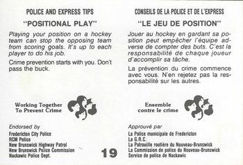 1984-85 Fredericton Express (AHL) Police #19 Mark Kumpel Back