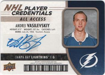 2018-19 Upper Deck MVP - NHL Player Credentials Autographs #NHL-AV Andrei Vasilevskiy Front
