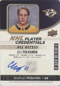 2018-19 Upper Deck MVP - NHL Player Credentials Autographs #NHL-ET Eeli Tolvanen Front